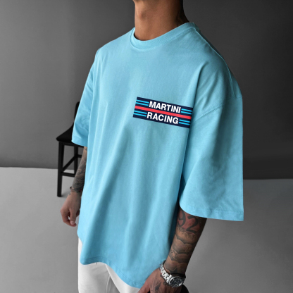 Unisex Casual Oversized Racing Print Racing T-Shirt
