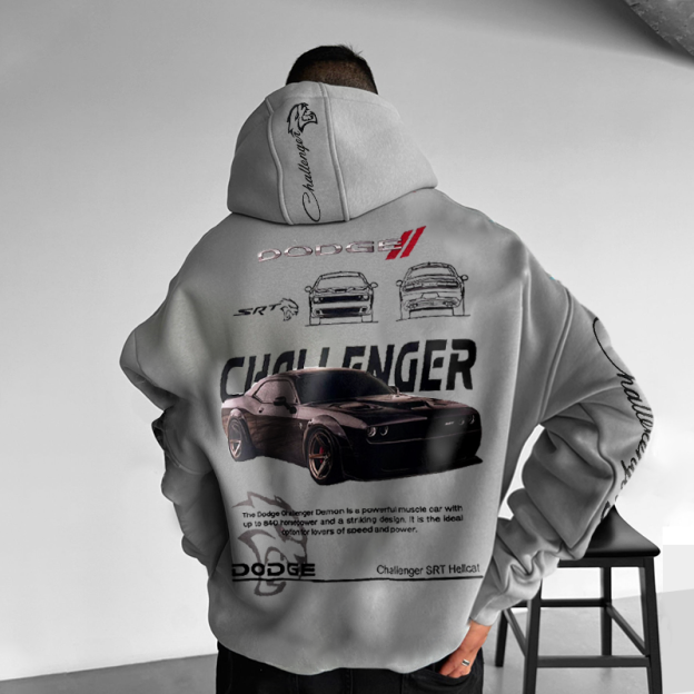 Men's Oversized Sports Car Graphic Hoodie