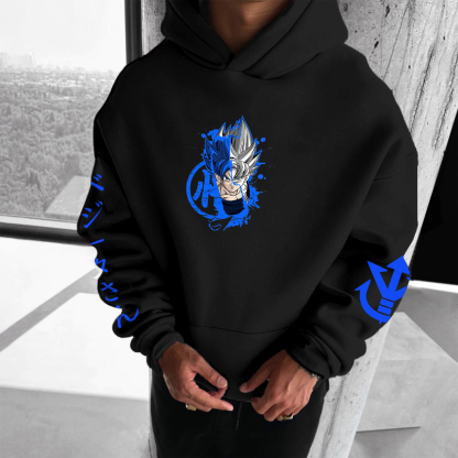 Unisex Anime Print Embroidered Casual Oversized Hoodie