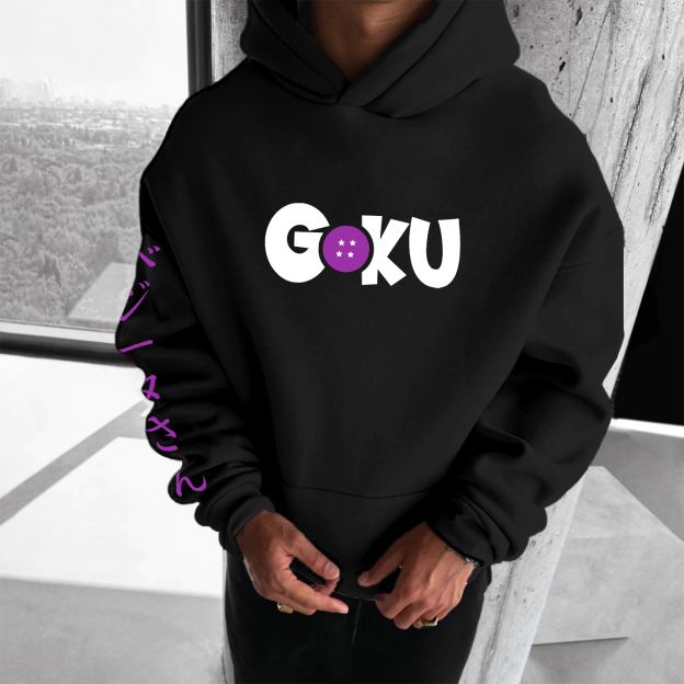Unisex Anime Print Embroidered Casual Oversized Hoodie