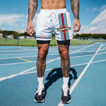 Men's Racing Print Double Layer Sports Shorts