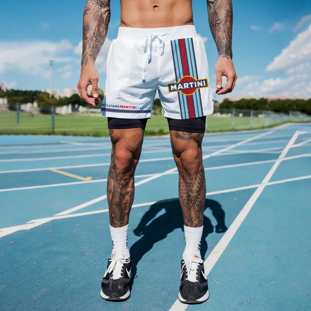 Men's Racing Print Double Layer Sports Shorts