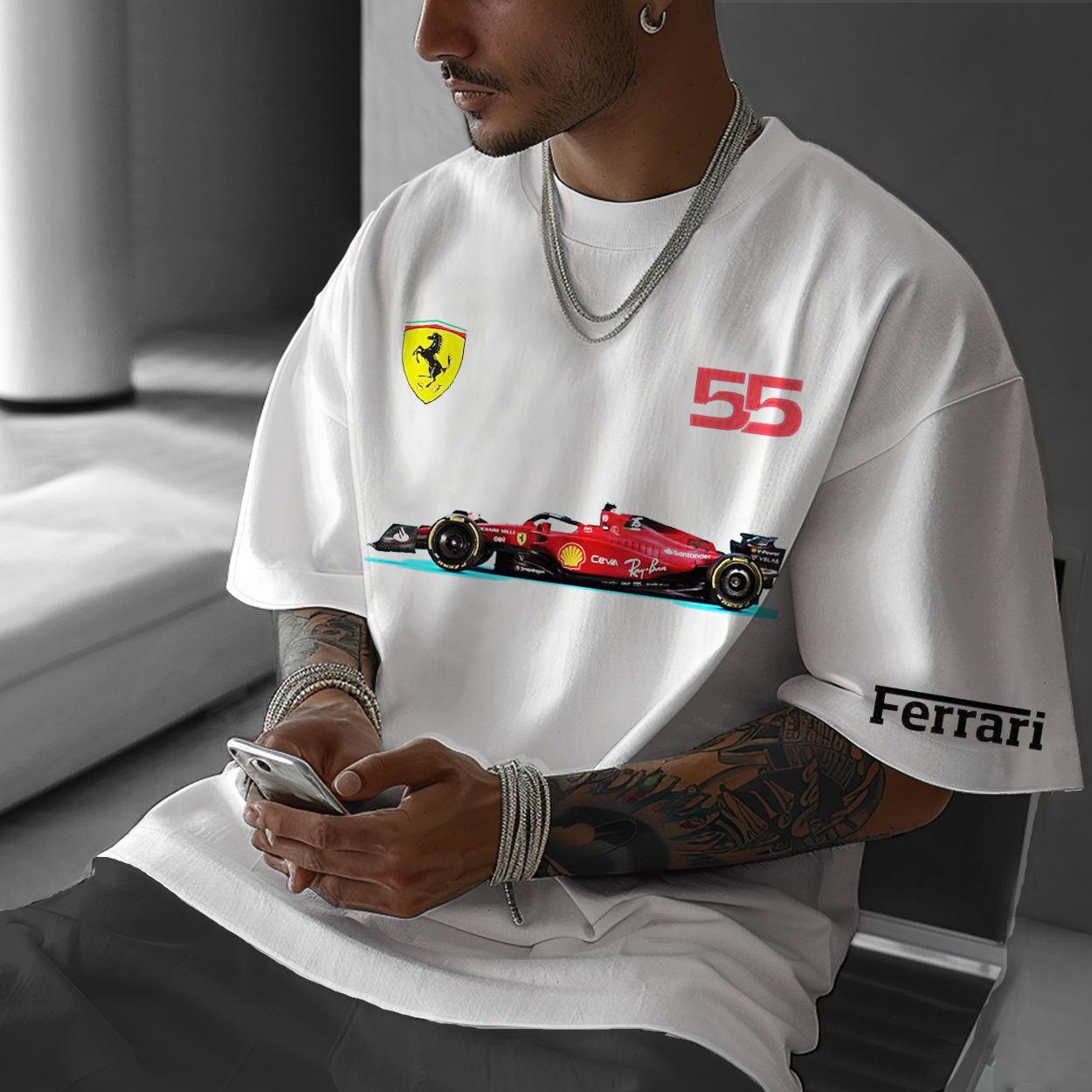Men's Oversized Sekiz Numara Carlos Sainz Racing Team T-Shirt