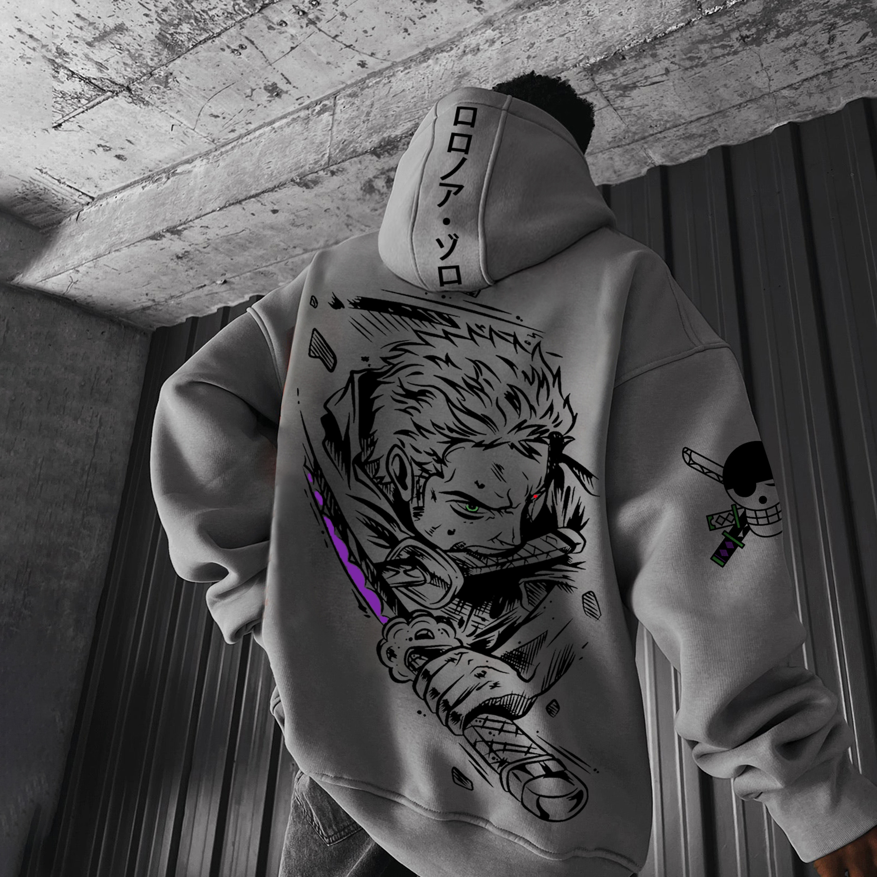 Unisex Oversized Anime Print Hoodie-Teegamechanger