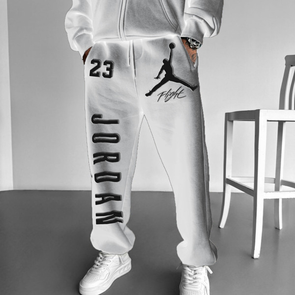 Unisex Basketball Game Star Sports Fitness Printed Autumn and Winter Sweatpants Casual Pants