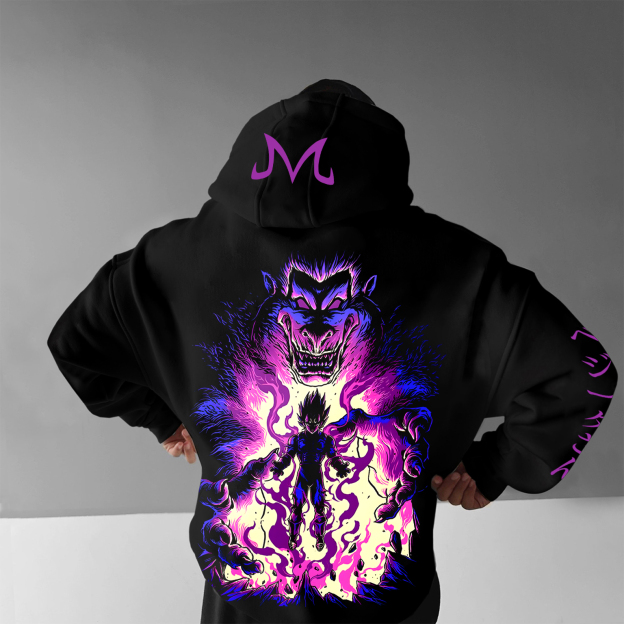 Unisex Anime Print Embroidered Casual Oversized Hoodie