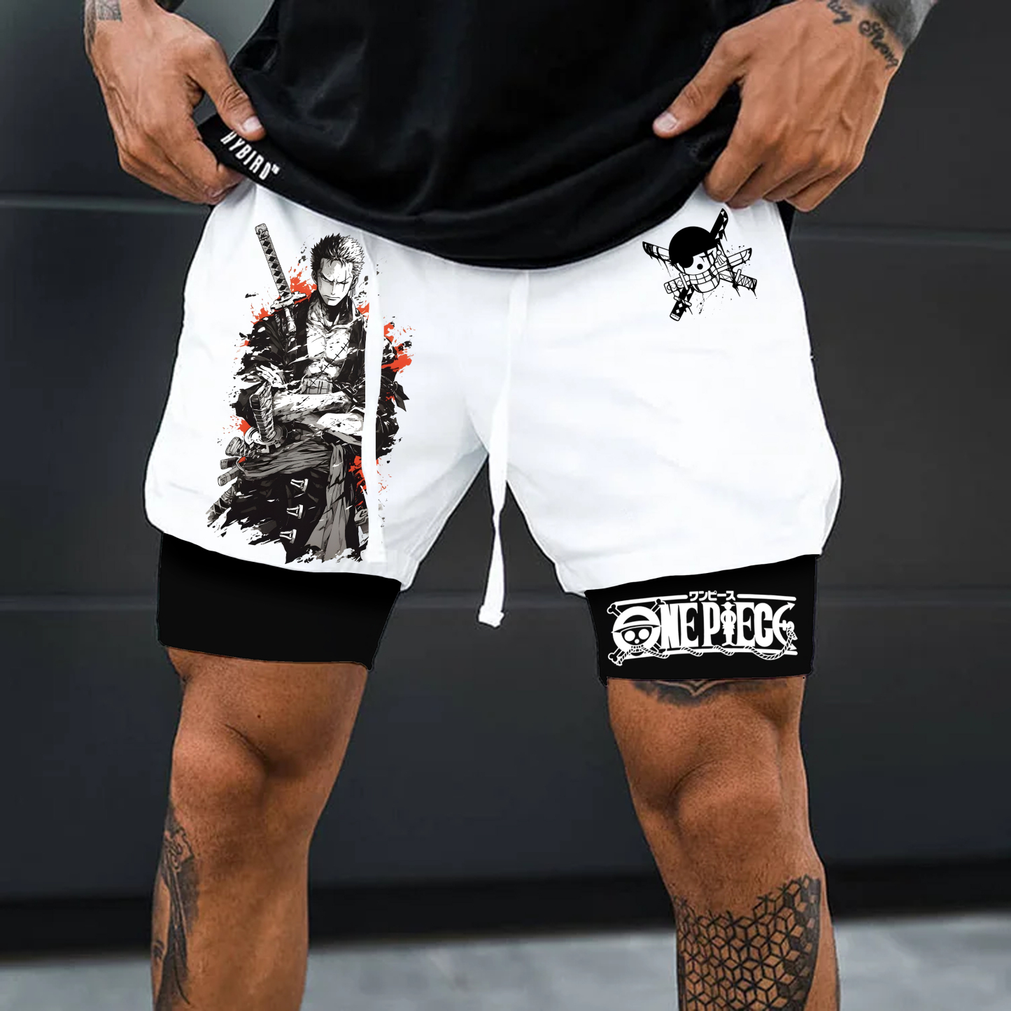 Unisex Anime Print Drawstring Dragon Ball Shorts