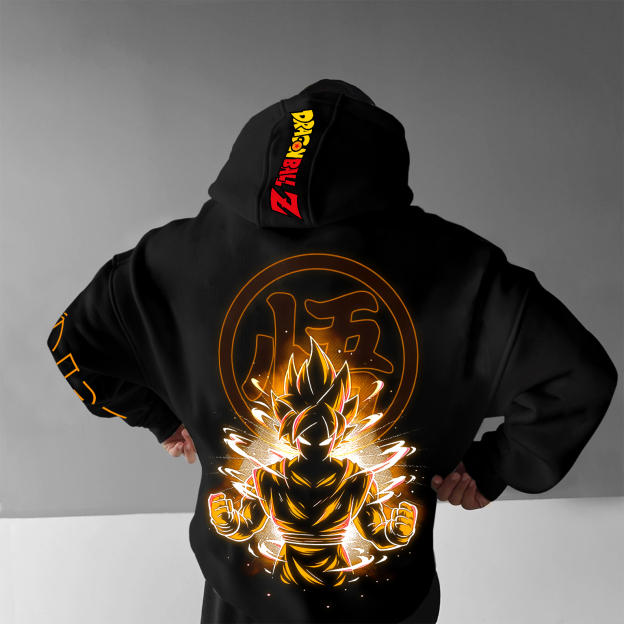 Unisex Anime Print Embroidered Casual Oversized Hoodie