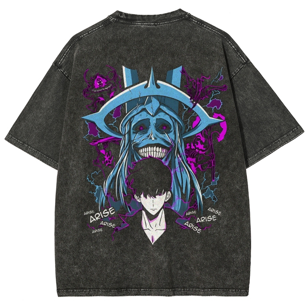 Solo-Leveling Ahjin Guild Steeetwear Washed T-Shirt
