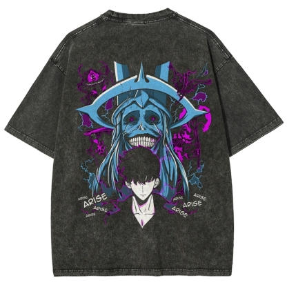 Solo-Leveling Ahjin Guild Steeetwear Washed T-Shirt