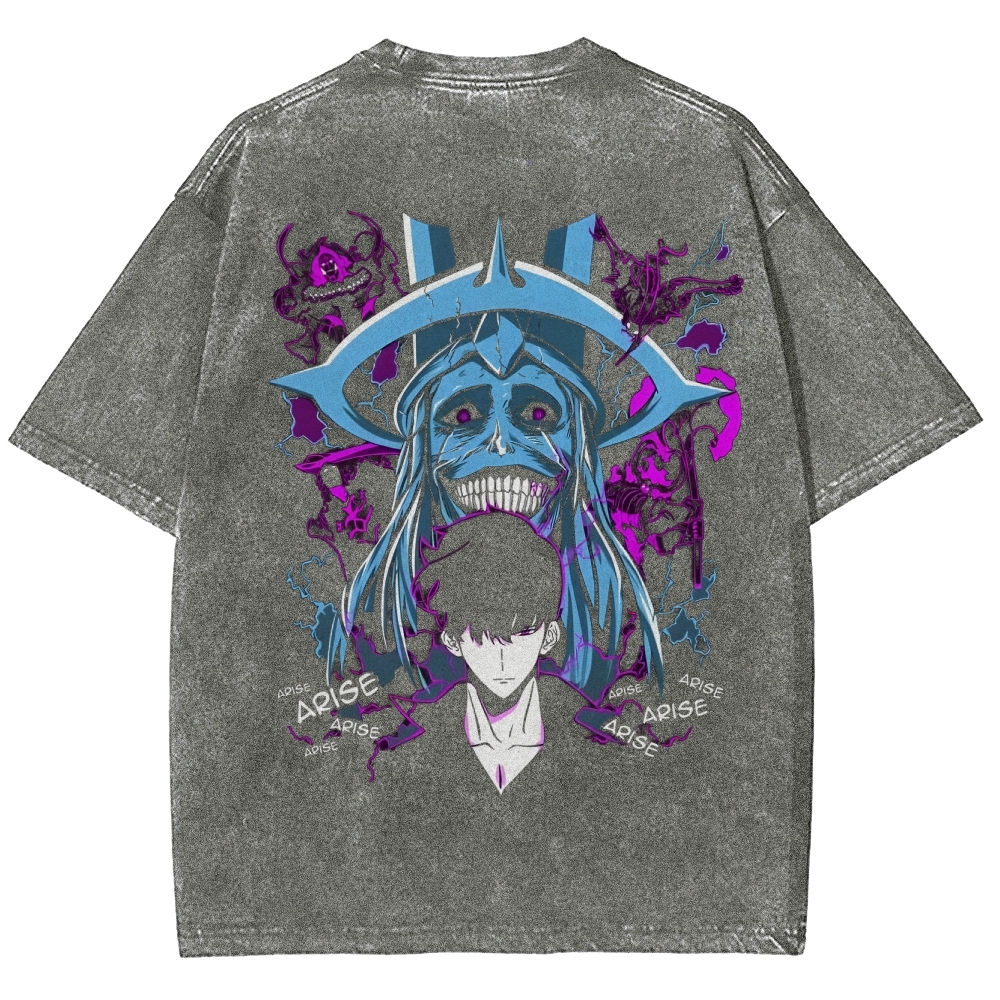 Solo-Leveling Ahjin Guild Steeetwear Washed T-Shirt