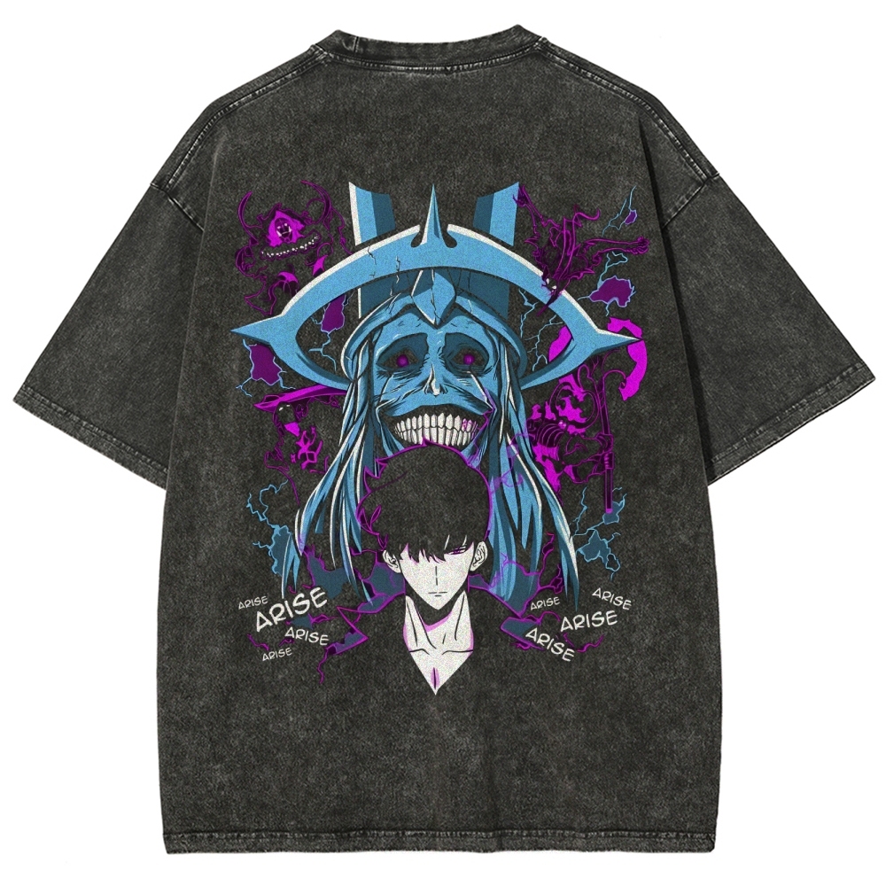 Solo-Leveling Ahjin Guild Unisex Fit Washed T-Shirt