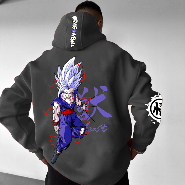 Unisex Anime Print Embroidered Casual Oversized Hoodie
