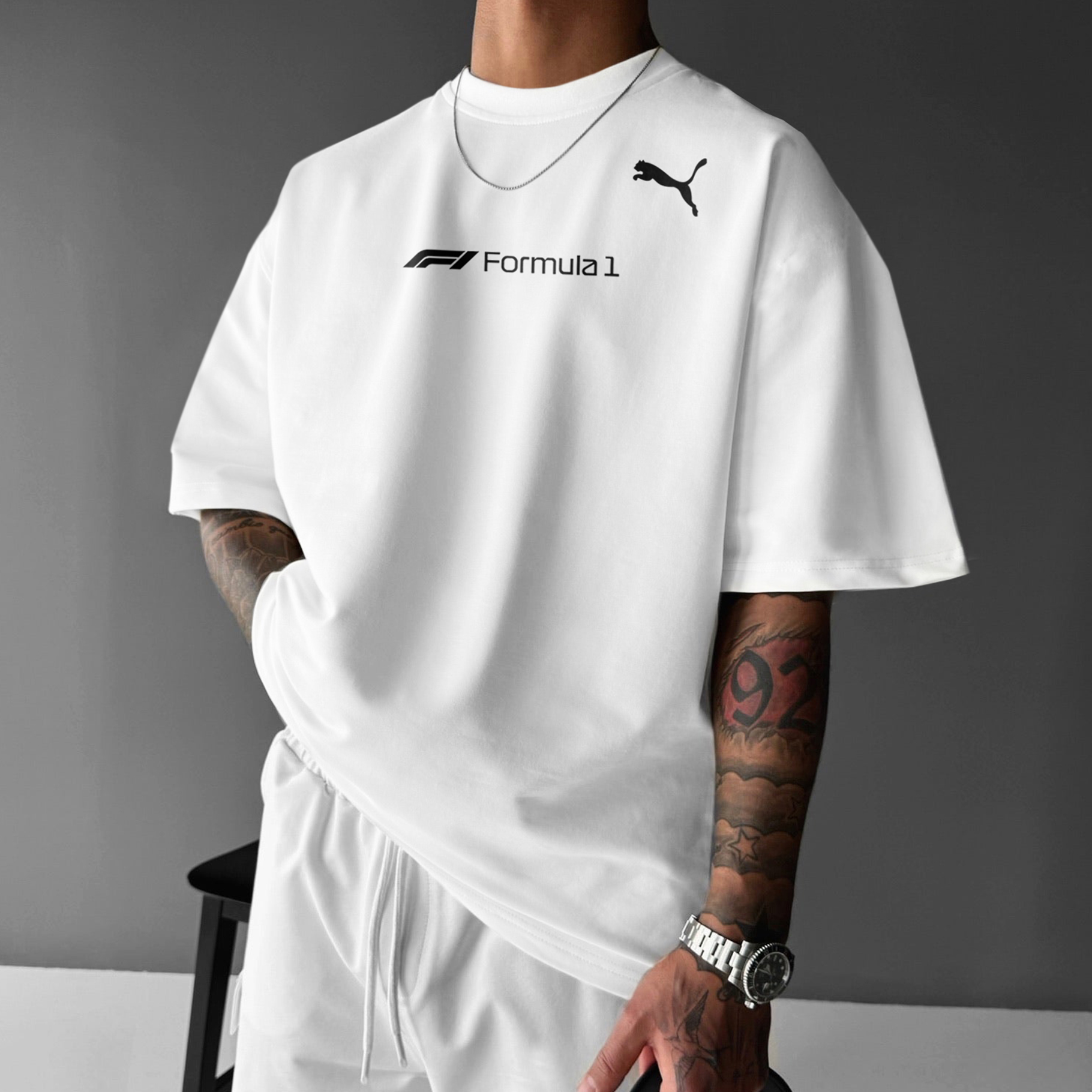 Unisex Casual Oversized Racing Print T-Shirt