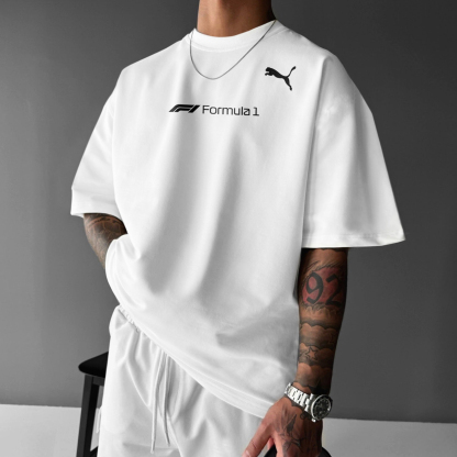 Unisex Casual Oversized Racing Print T-Shirt