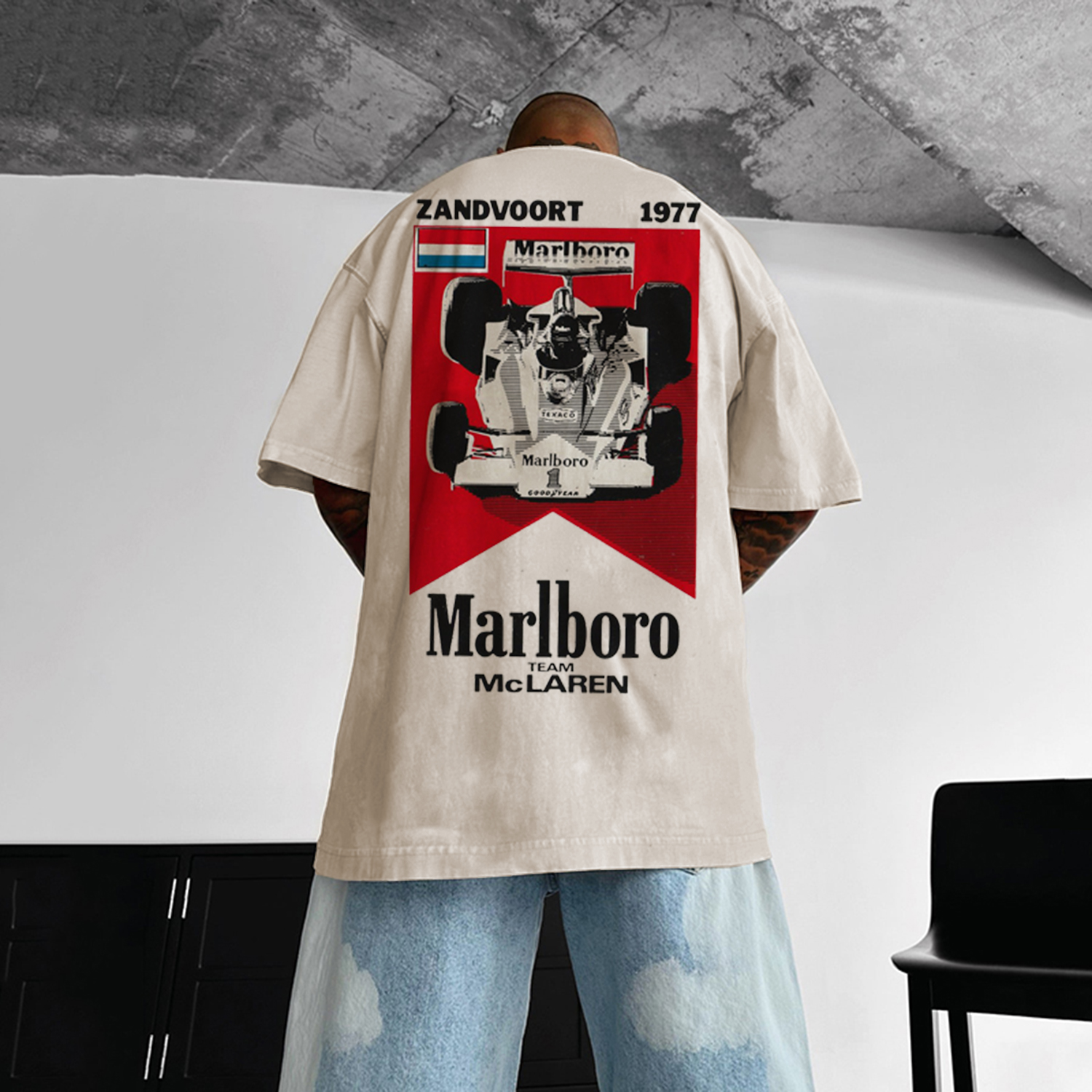 Men's Racing Printed Retro T-shirt