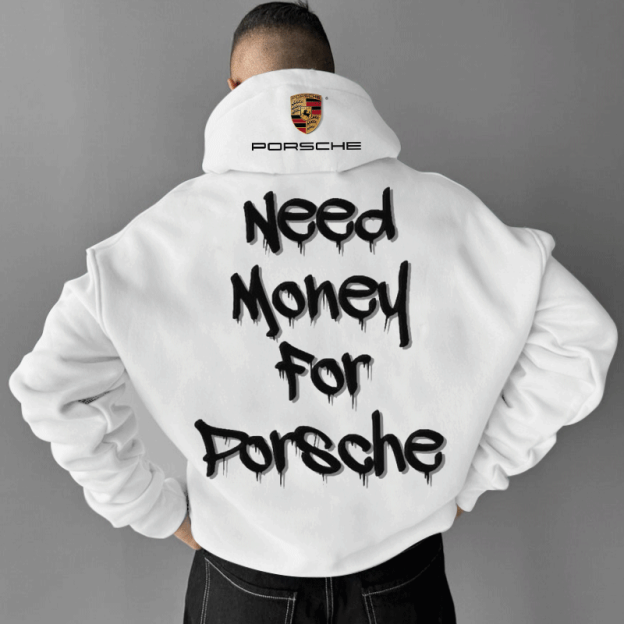 Unisex Oversize Leisure Sports Car Racing White Hoodie