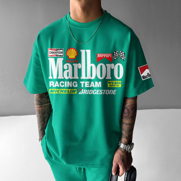 Unisex Casual Oversized Racing Print T-Shirt