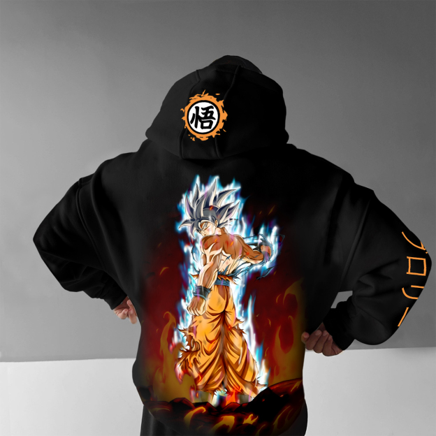 Unisex Anime Print Embroidered Casual Oversized Hoodie