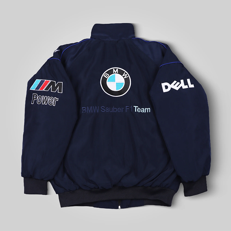 Leisure Vintage Car Racing High Quality Dark Blue Jacket