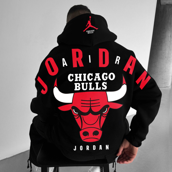 Oversized street style basketball print hoodie Chicago basketball print Hoodie