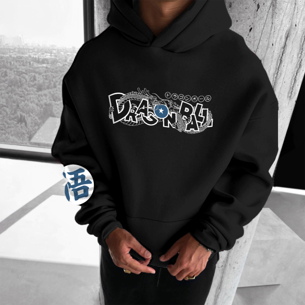 Unisex Anime Print Embroidered Casual Oversized Hoodie