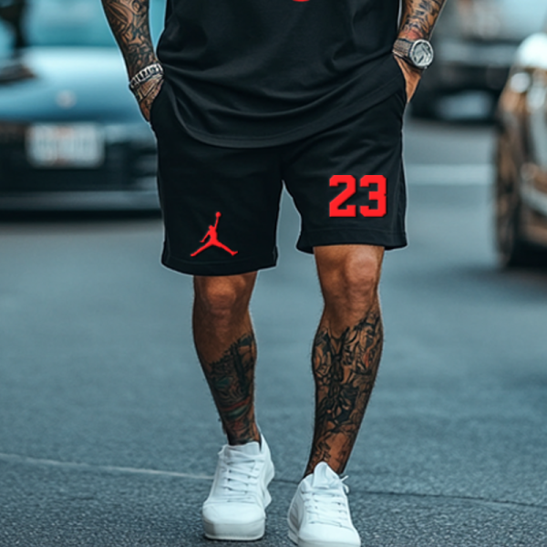 Unisex Basketball Oversize Bull Print T-shirt and Shorts Set