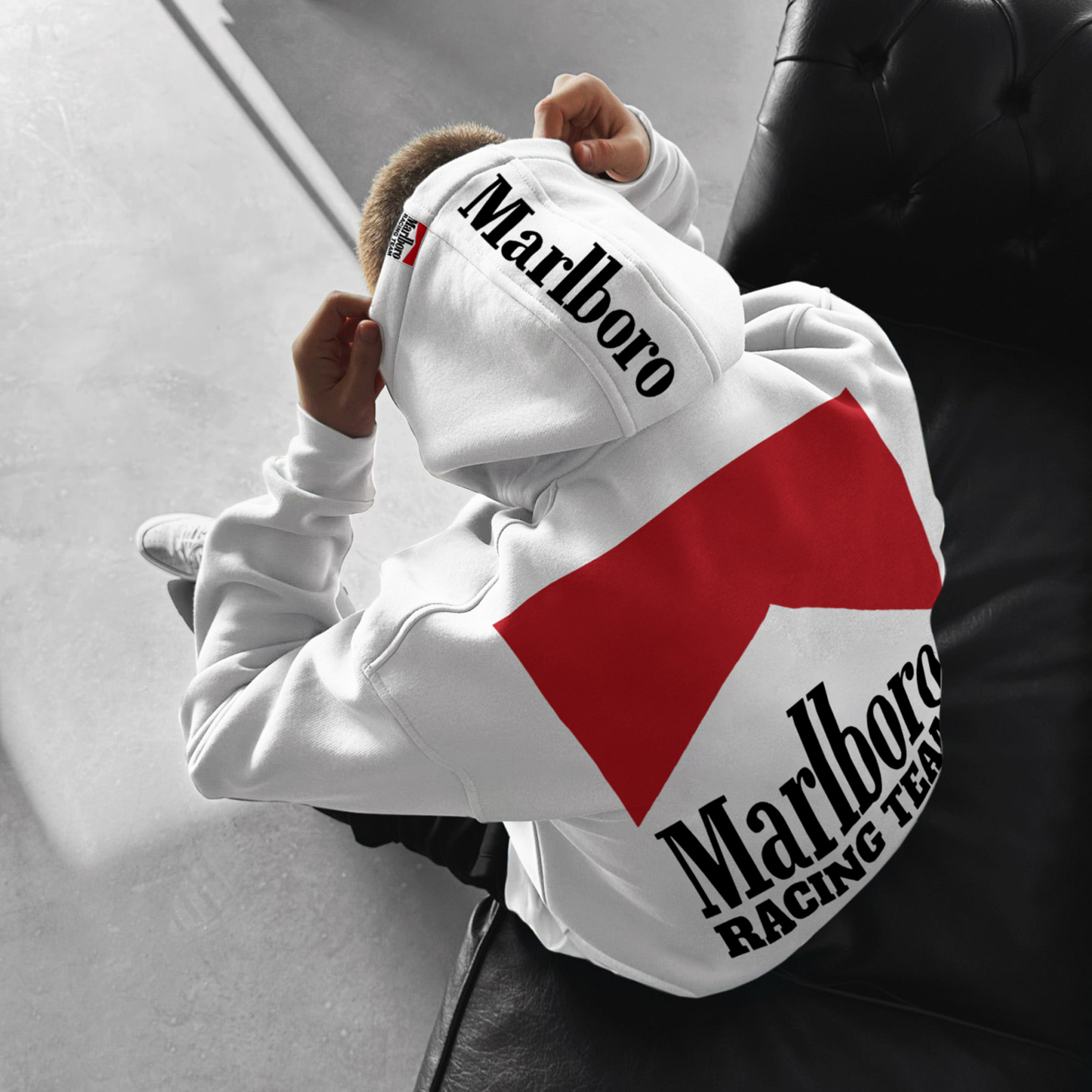 Oversized Hoodie Racing Graphic Print Hooded Sweatshirt