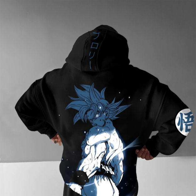 Unisex Anime Print Embroidered Casual Oversized Hoodie