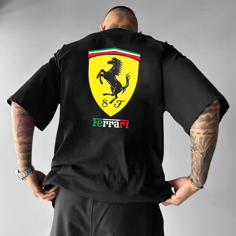 Oversized Men's Car Print Casual Short Sleeve T-Shirt