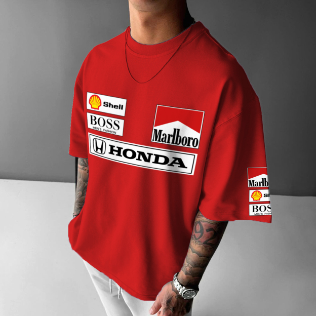 Unisex Racing Fan Print Casual Oversized T-Shirt