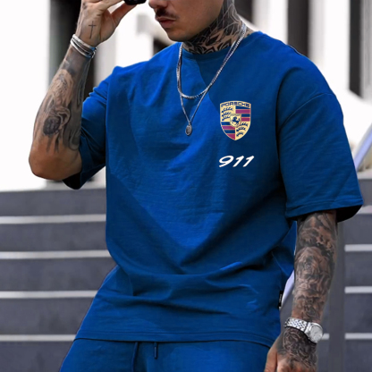 Men's Racing Print Casual Sports Cotton T-Shirt