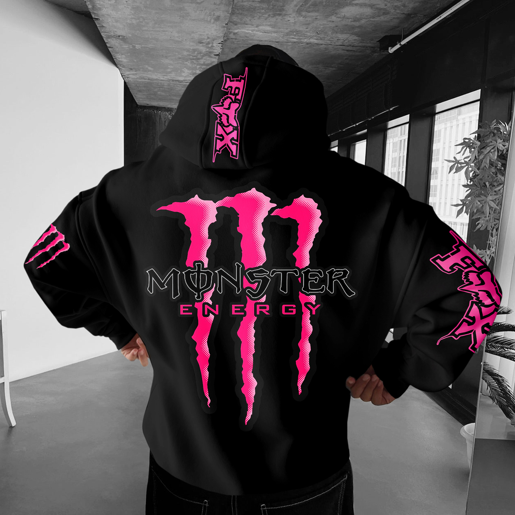 Oversize Racing Graphic Print Hoodie