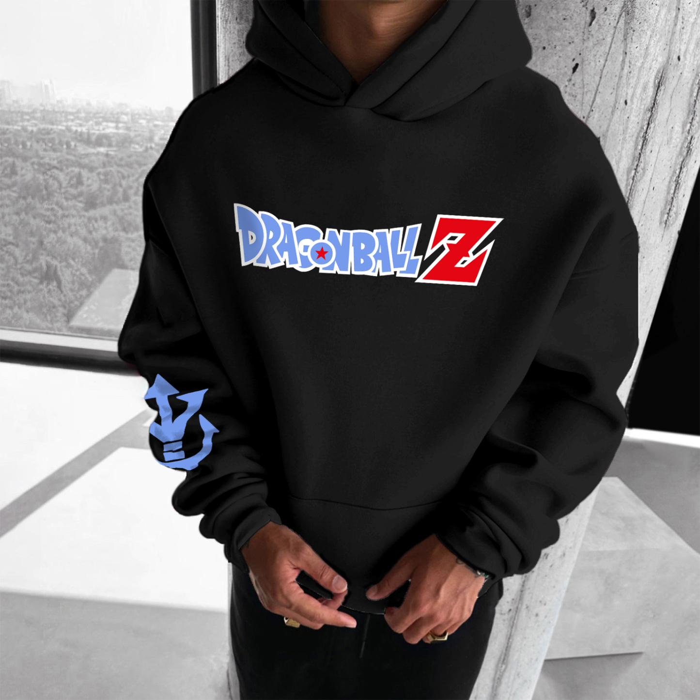 Unisex Anime Print Embroidered Casual Oversized Hoodie