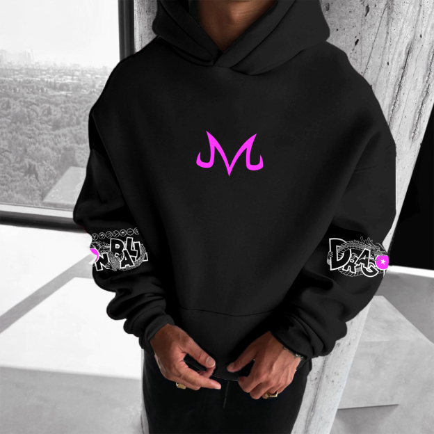Unisex Anime Print Embroidered Casual Oversized Hoodie