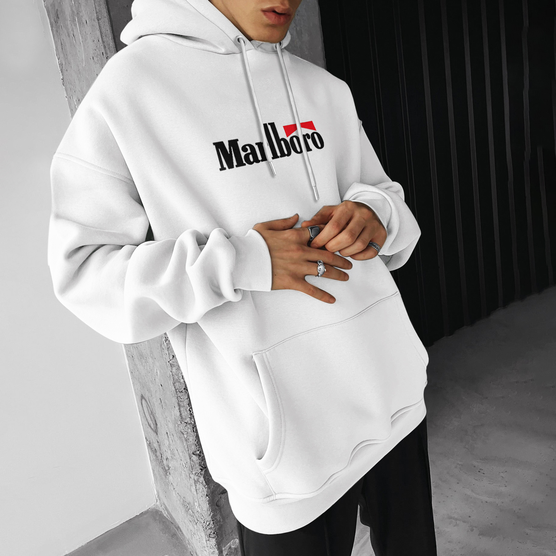 Oversized Hoodie Racing Graphic Print Hooded Sweatshirt