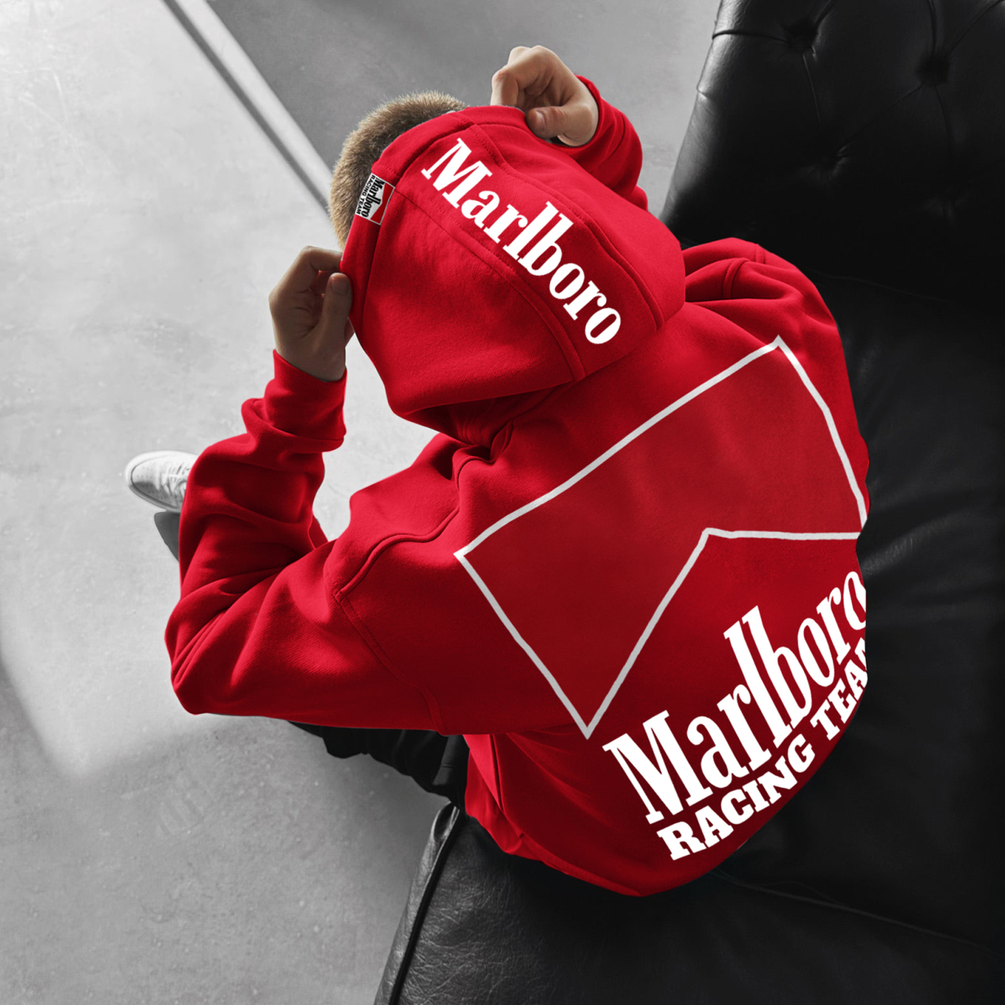 Oversized Hoodie Racing Graphic Print Hooded Sweatshirt