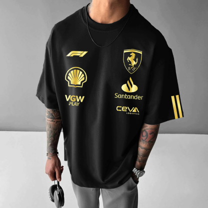 Unisex Racing Print Oversized Casual T-shirt