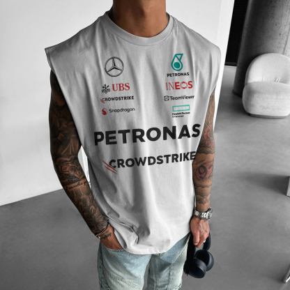 Oversized Unisex Racing Print Sleeveless Tee