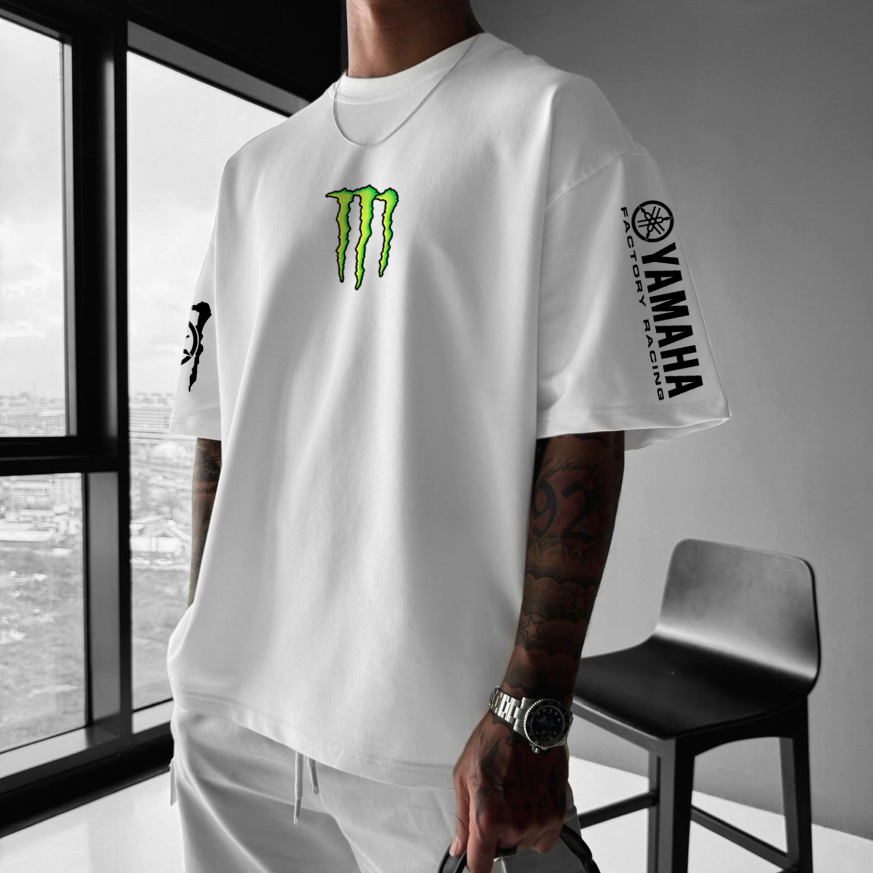 Unisex Casual Oversized Racing Print T-Shirt
