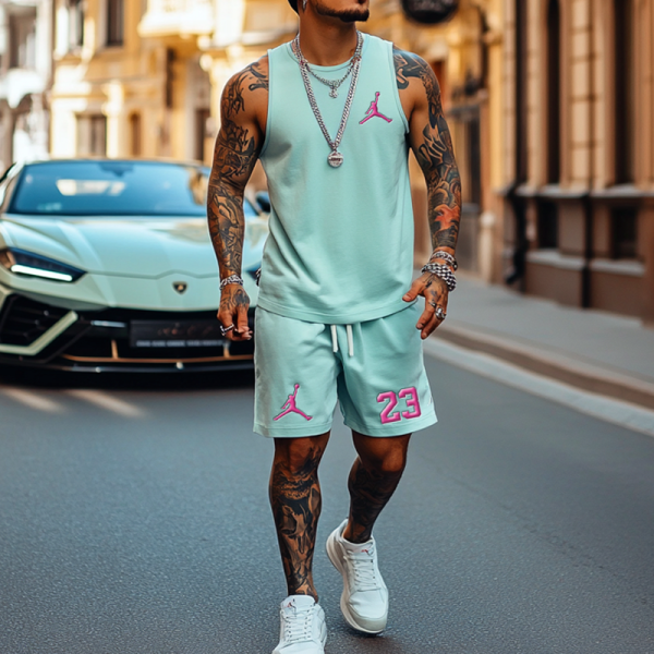 Unisex Basketball Mint Green Tank Top and Shorts Set
