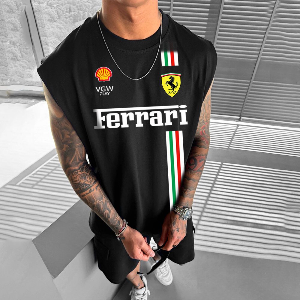 Oversized Unisex Racing Print Sleeveless T-shirt