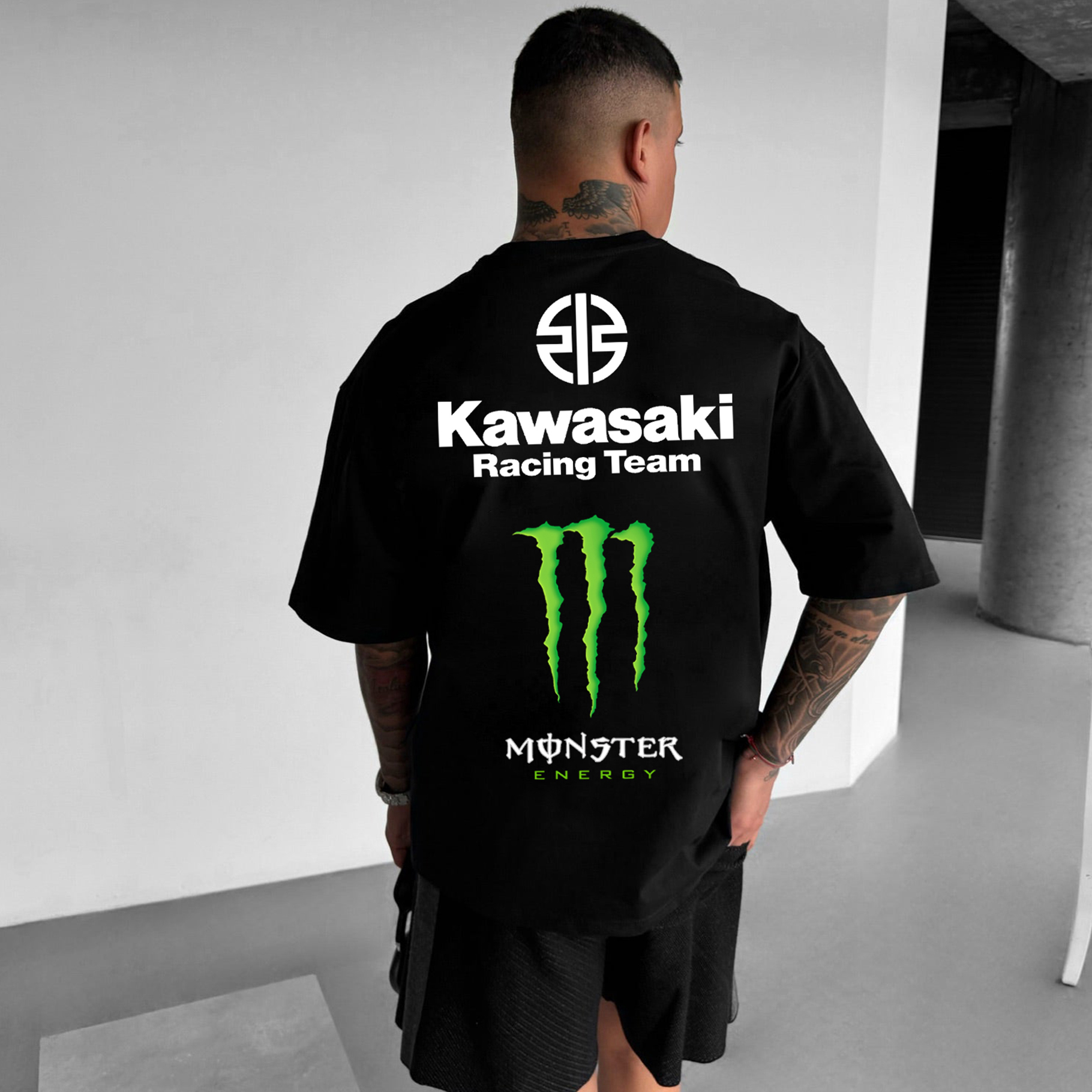 Unisex Casual Oversized Motorcycle Racing Print T-Shirt