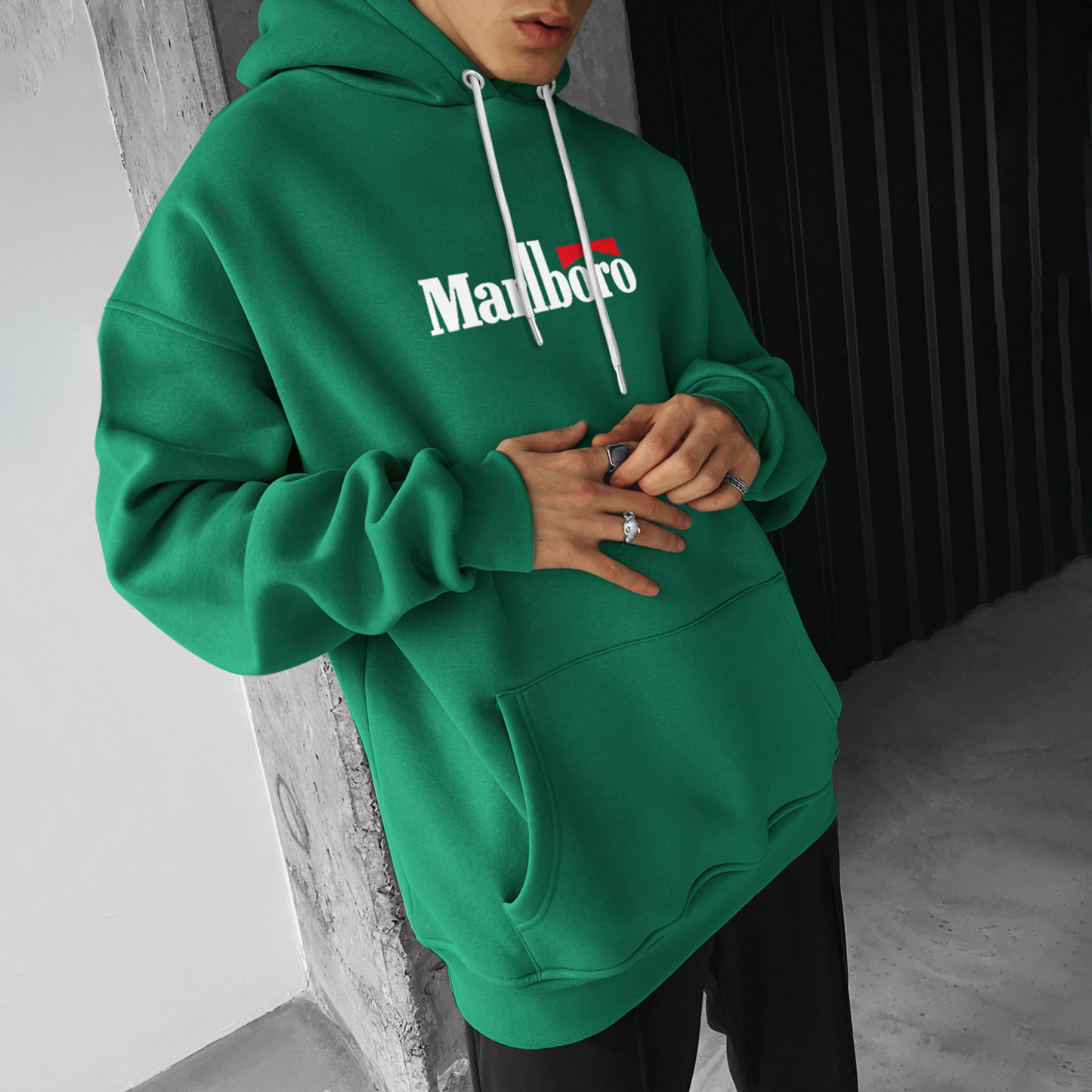 Oversized Hoodie Racing Graphic Print Hooded Sweatshirt