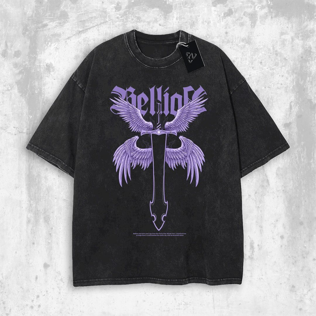 Sung Jin-Woo Solo Leveling Anime Double Printed Oversize Lightweight Acid Washed Tee-Limited Edition