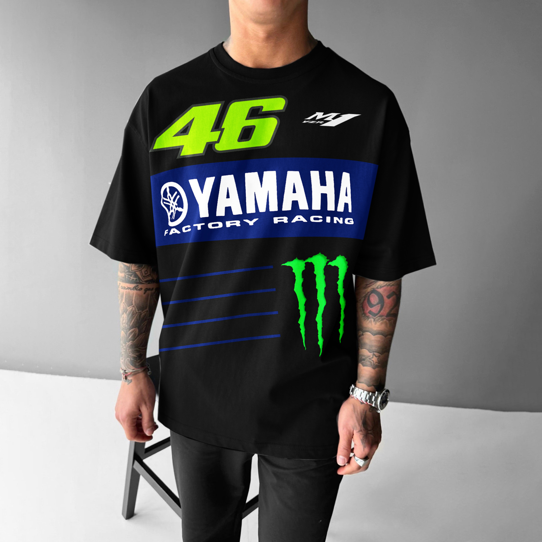 Unisex Casual Oversized 46 Racing Print Printed T-Shirt