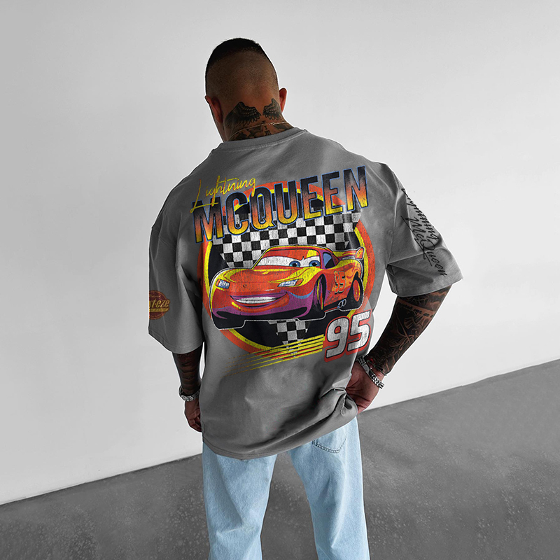 Retro Racing Cartoon Printed T-shirt