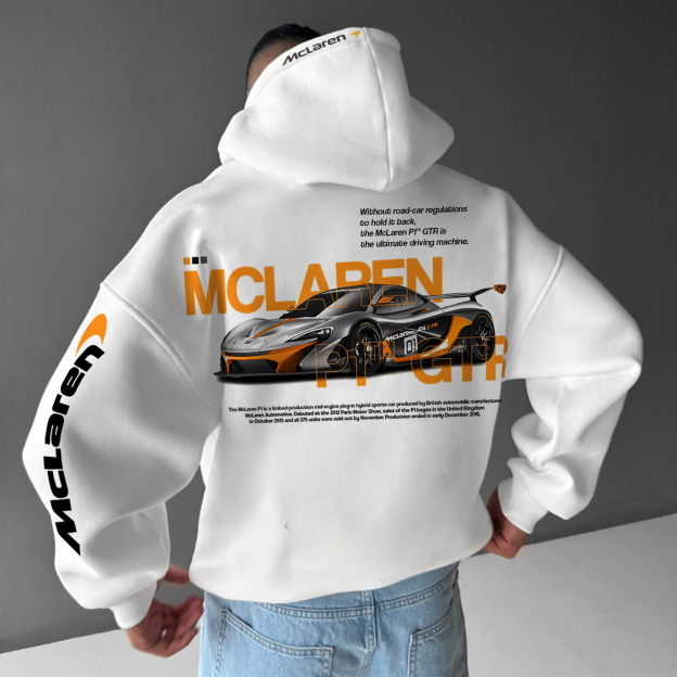 Oversize Sports Car Print Hoodie