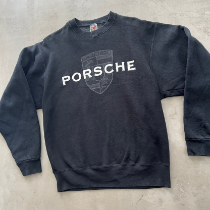 Unisex Vintage Oversized Casual Sweatshirt With Embroidered Sports Car Logo