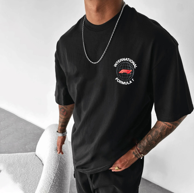 Men's Racing Printed Loose Casual T-shirt